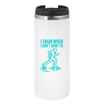 Je m’entraîne même quand je n’en ai pas envie – coureur - Mug isotherme - blanc - Devant