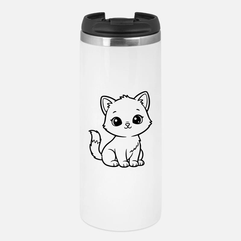 Chat Bébé Mignon – Chaton Noir & Blanc - Mug isotherme - blanc
