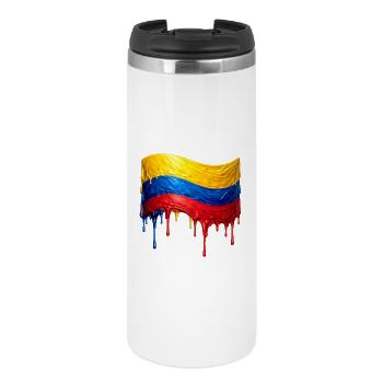 Kolumbianische Flaggenfarben Tropfen - Thermobecher - Weiß - Vorne