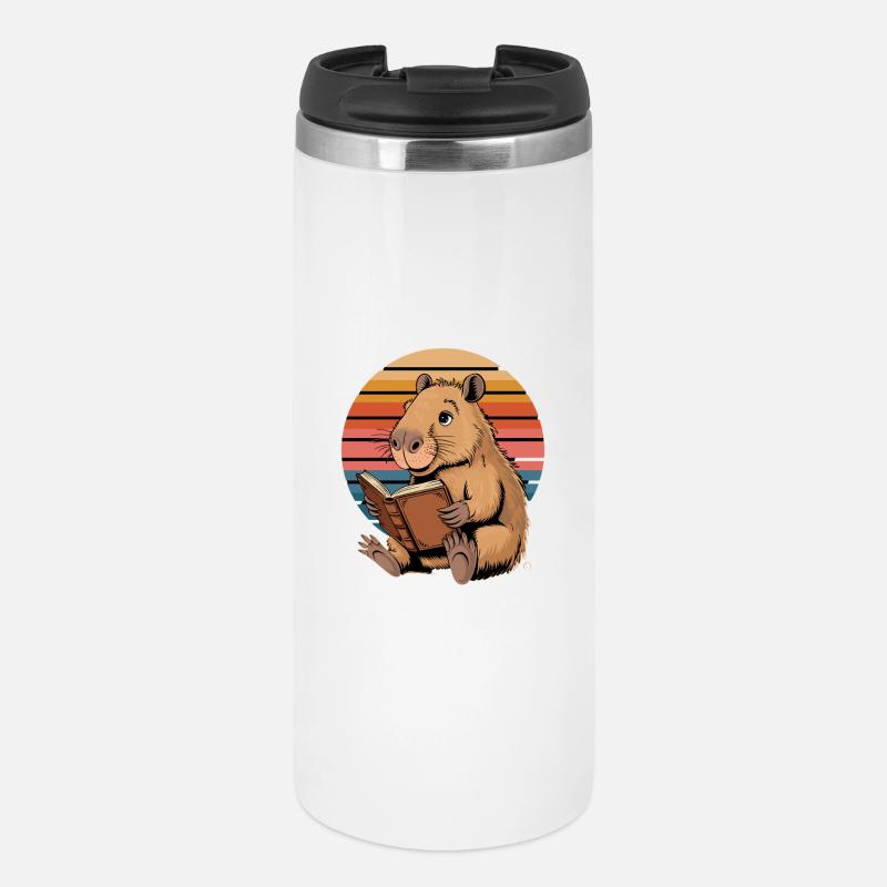 Läsa Capybara Retro Sunset för - Termosmugg - vit