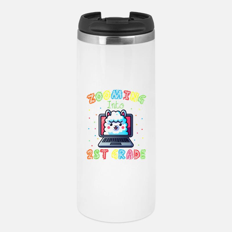 Lama Arc-en-Ciel sur Écran - Mug isotherme - blanc