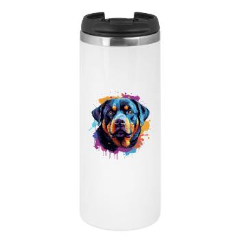 Portrait coloré du Rottweiler Splash - Mug isotherme - blanc - Devant