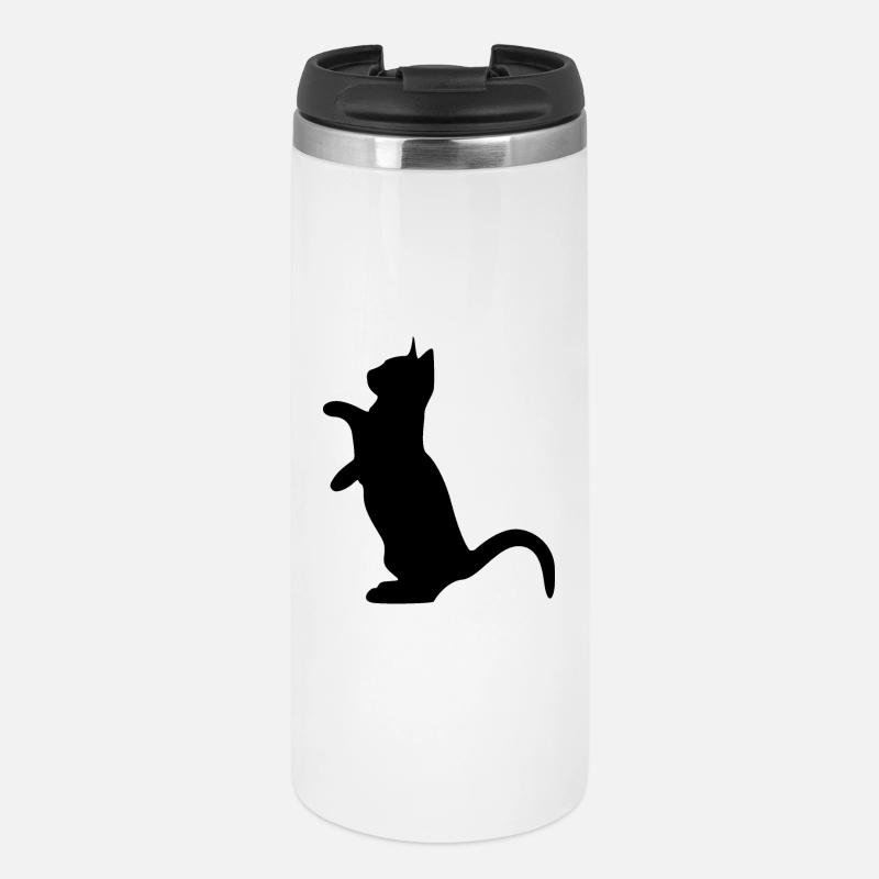 Katzen Silhouette - Thermobecher - Weiß