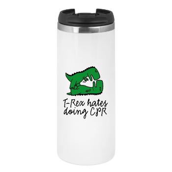 T-Rex hates doing CPR premiers secours instructeur - Mug isotherme - blanc - Devant