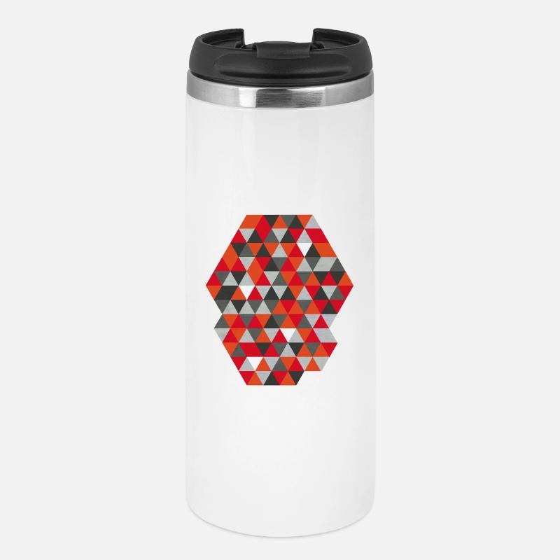 Geometrisches Hexagon Geometric Triangles - Thermal Cup - white