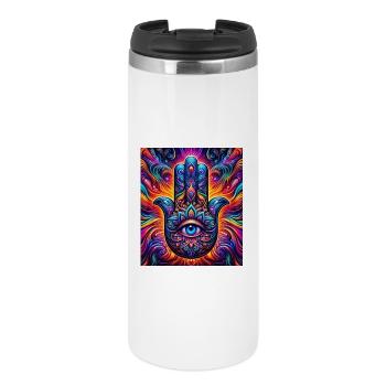 Psychedelische Hamsa Auge Hand Mandala - Thermobecher - Weiß - Vorne