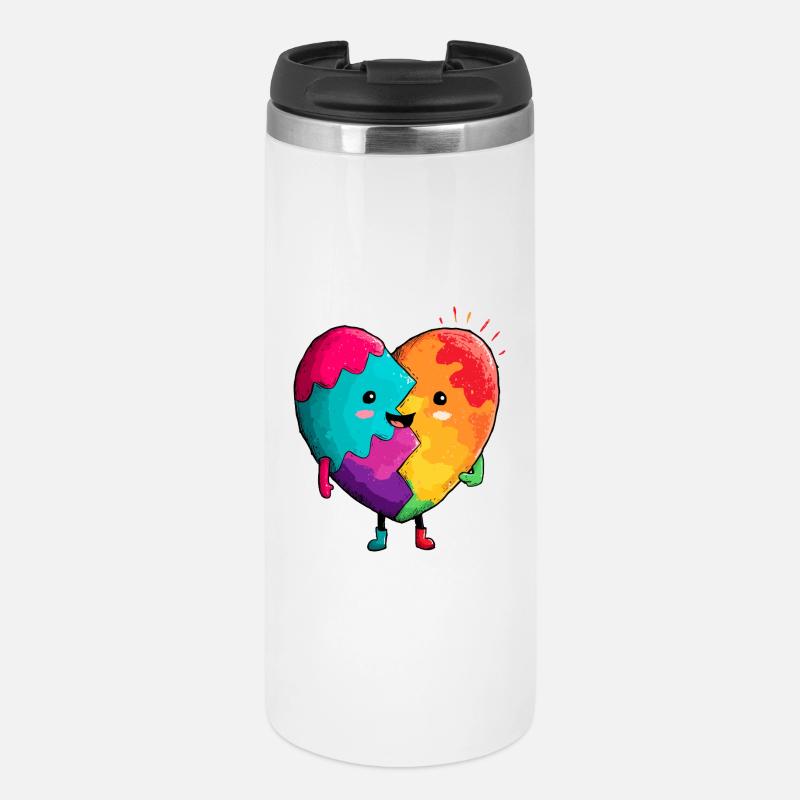 Rainbow Heart Hug - Thermal Cup - white