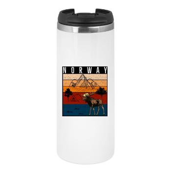 Norwegian nature and moose motif - Thermal Cup - white - Front