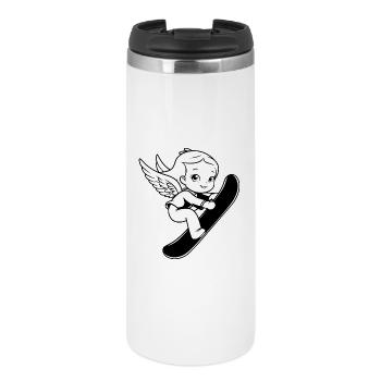 Snowboard Engel - Thermobecher - Weiß - Vorne