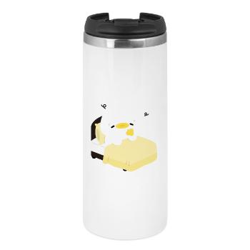 Gemütliche, schläfrige Ente auf gelbem Bett - Thermobecher - Weiß - Vorne