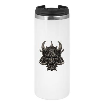 Demonic Samurai Helmet Oni Mask - Thermal Cup - white - Front