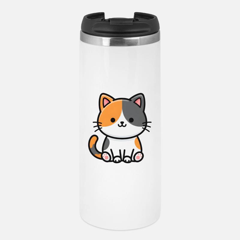 Zweifarben Katze Duo Charm - Thermobecher - Weiß