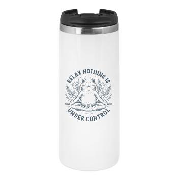 Funny Yoga Mindfulness Meditating Frog - Thermal Cup - white - Front