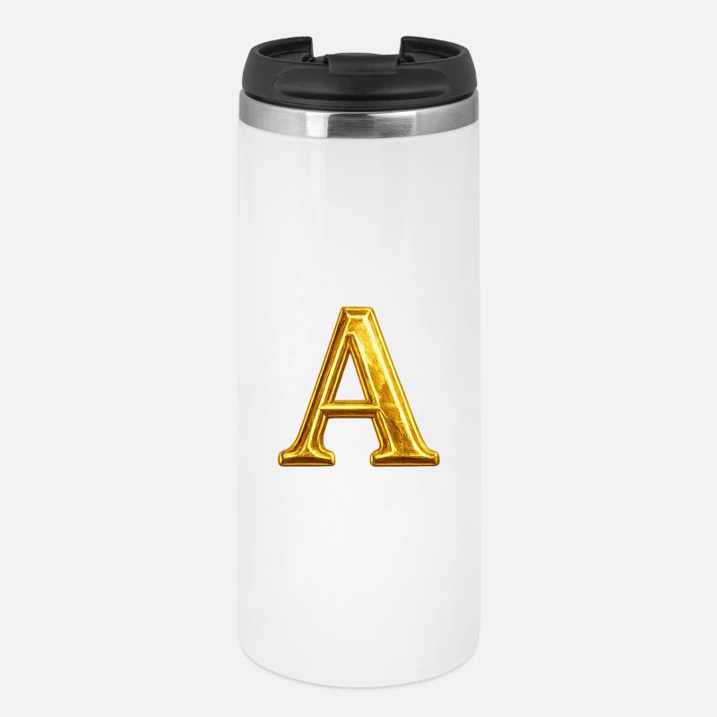 Golden A – Glossy Typography - Thermal Cup - white