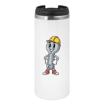 Techniker Cartoon Schraubenschlüssel Humor Mechaniker - Thermobecher - Weiß - Vorne