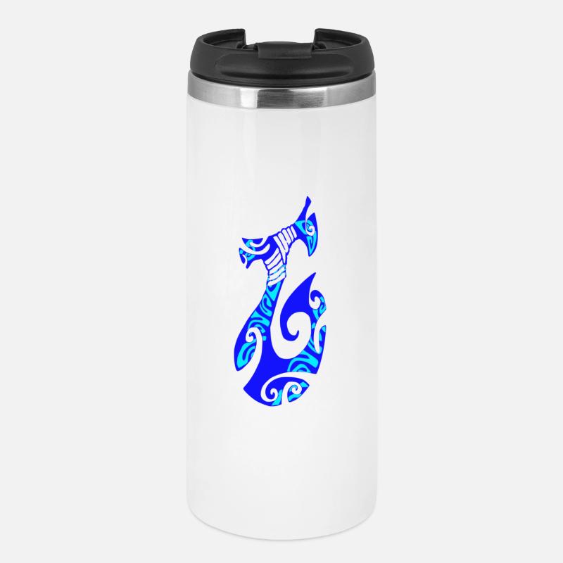 MATAU - Blue (Polynesian hook) - Thermal Cup - white