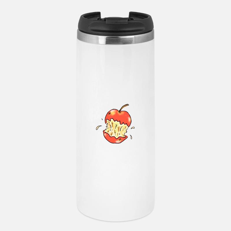 Roter Apfel angebissen Illustration - Thermobecher - Weiß