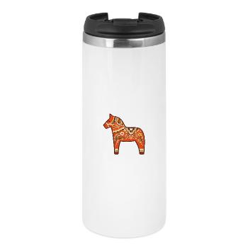 Retro 70s Swedish Dala Horse Folk Art Design - Thermal Cup - white - Front