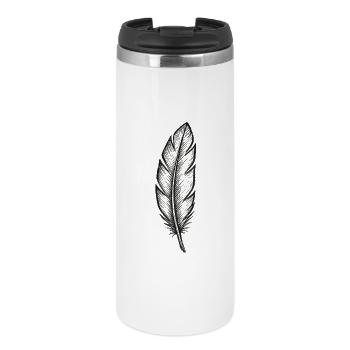 Plume noire pailletée avec texture - Mug isotherme - blanc - Devant