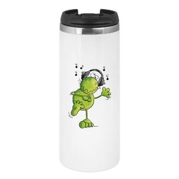 Frosch mit Kopfhörer - Thermobecher - Weiß - Vorne