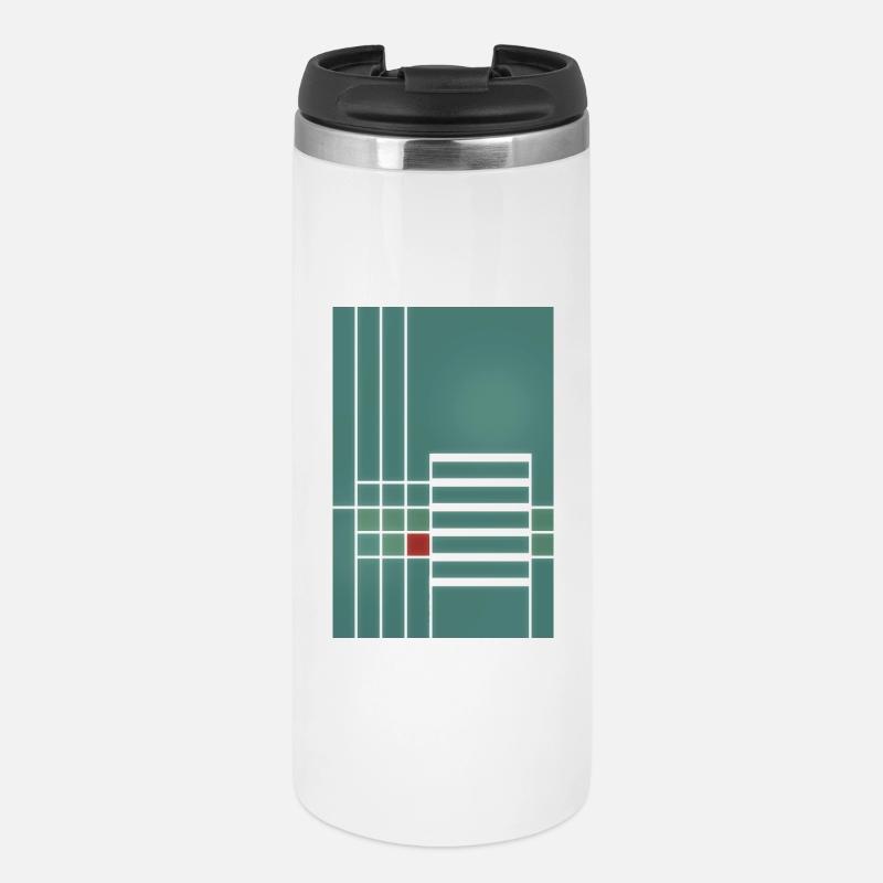 graphic line pattern in Bauhaus style - Thermal Cup - white
