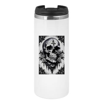 poster grungy gothic skull Totenkopf skull - Thermal Cup - white - Front