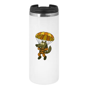 Wolfgang Wolf Funny cartoon wolf with parachute - Thermal Cup - white - Front