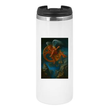 Fantasy Mechanical Flying Creature Design - Thermal Cup - white - Front