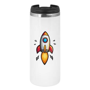 Cartoon Rakete Farbexplosion - Thermobecher - Weiß - Vorne
