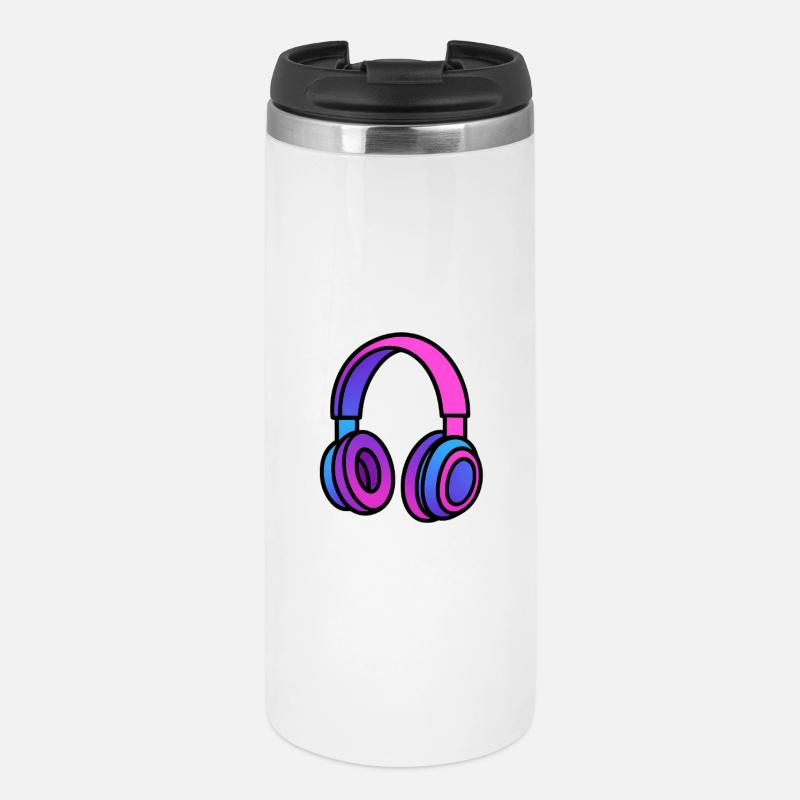 Neon Gradient Kopfhörer Illustration - Thermobecher - Weiß