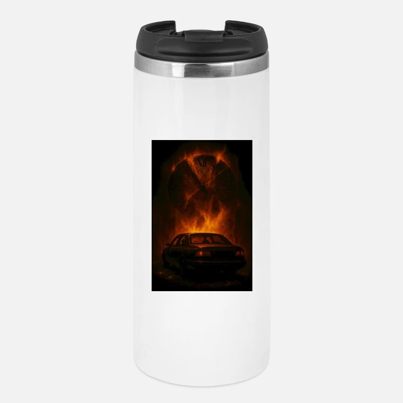 Shredded Time: Car in the Fire - Thermal Cup - white