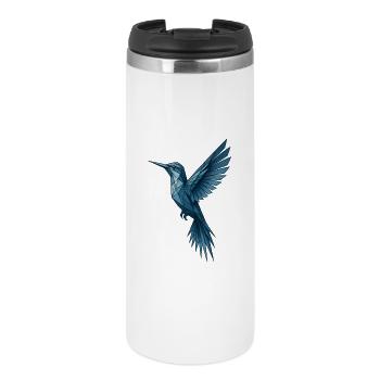 Geometric Blue Hummingbird - Thermal Cup - white - Front