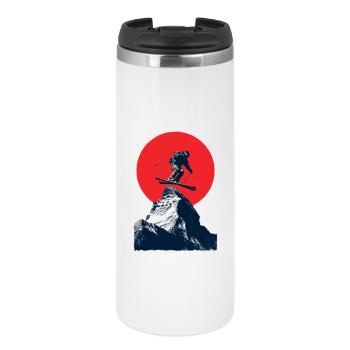 Saut à ski sur des sommets rocheux - Mug isotherme - blanc - Devant