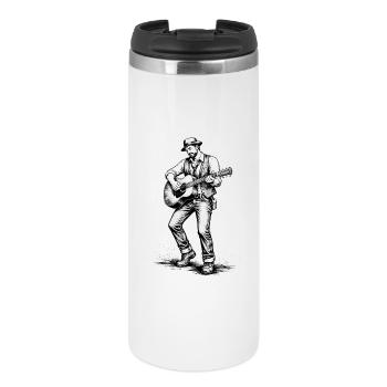 Vintage Guitarist Noir Illustration - Thermal Cup - white - Front