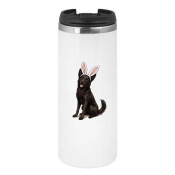 Black dog with rabbit ears - Thermal Cup - white - Front