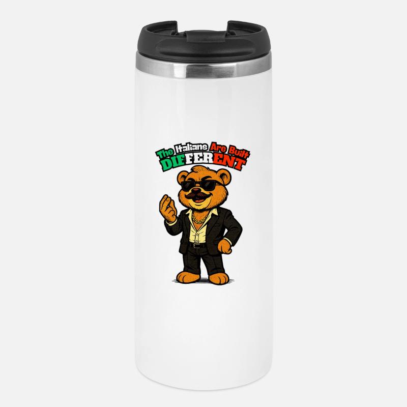 Mafioso Teddy Bear - Italian Humor - Thermal Cup - white