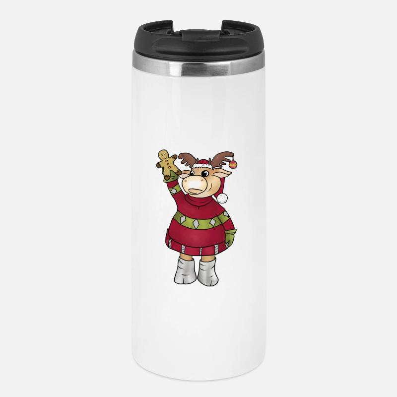 Elch_mit_Lebkuchen - Thermal Cup - white