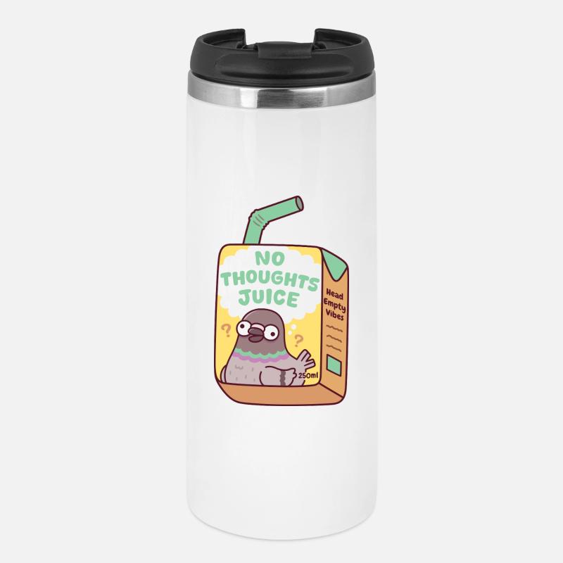 Funny Silly Pigeon No Thoughts Juice Box  - Thermal Cup - white