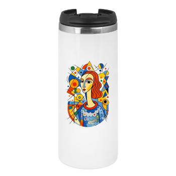 Portrait abstrait de femme avec formes et couleurs - Mug isotherme - blanc - Devant