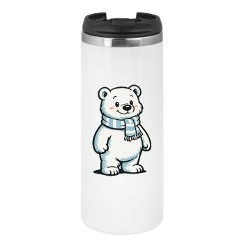Polarbär mit Schal - Thermobecher - Weiß - Vorne
