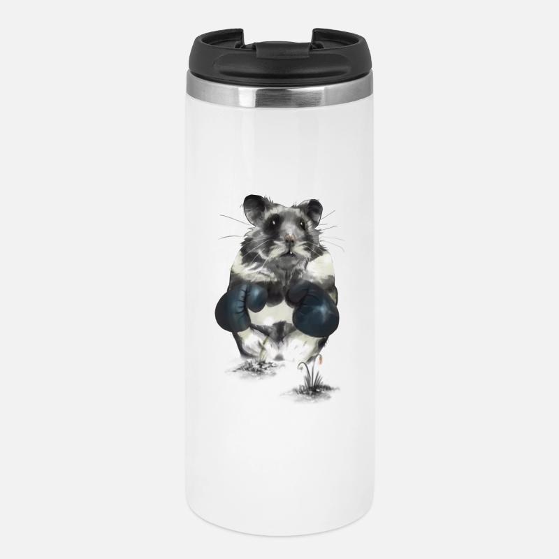 Hamster combatif sur le ring de boxe - Mug isotherme - blanc