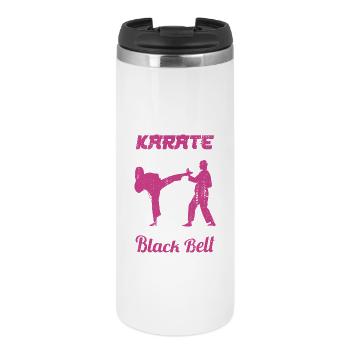 Karate girl with black belt - Thermal Cup - white - Front