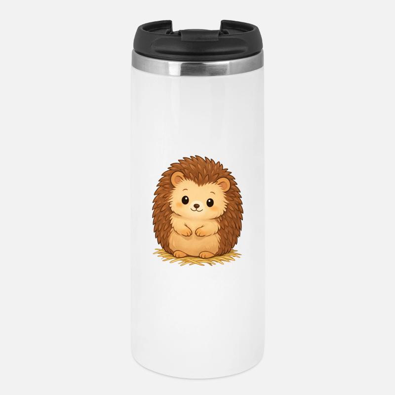 Cuddly hedgehog on hay - Thermal Cup - white