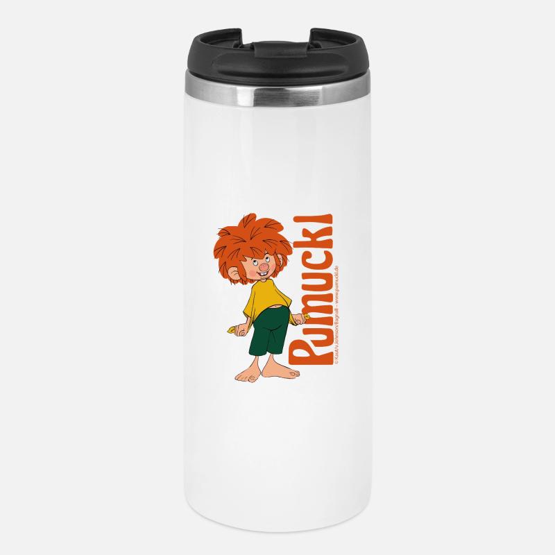 Pumuckl Mit Verschmitztem Lächeln Und Logo - Thermobecher - Weiß