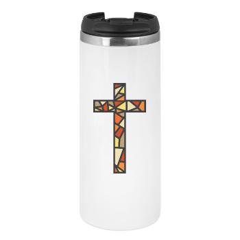 Stained Glass Cross - Thermal Cup - white - Front