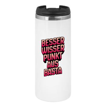 Besser Wissen Punkt Basta Typografie - Thermobecher - Weiß - Vorne