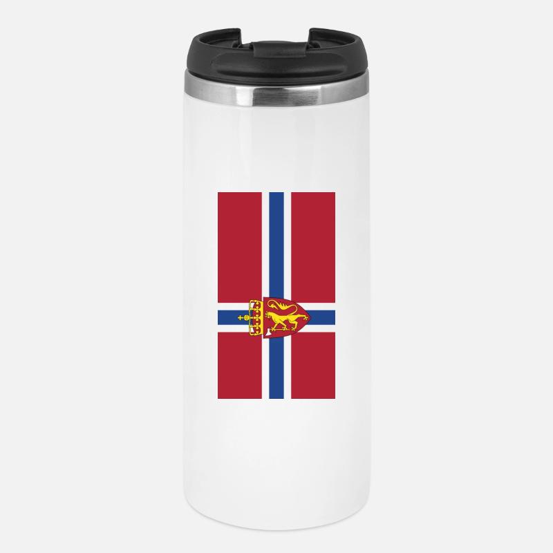 Fall des Flaggentelefons von Norwegen - Thermobecher - Weiß