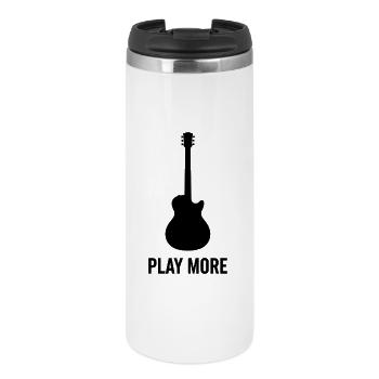 Play More – Bold Guitar Silhouette Music Lover T-S - Mug isotherme - blanc - Devant