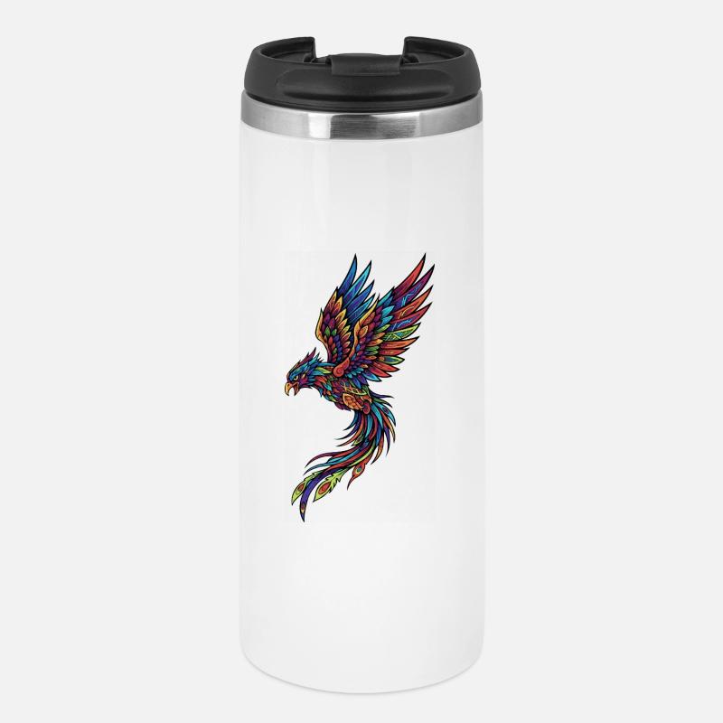 Neon Phoenix auf Schwarz - Thermobecher - Weiß