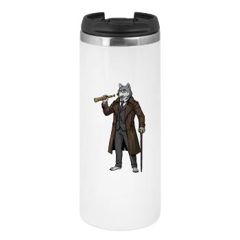 Wolf Steampunk Captain Spyglass Aristocrat - Thermal Cup - white - Front